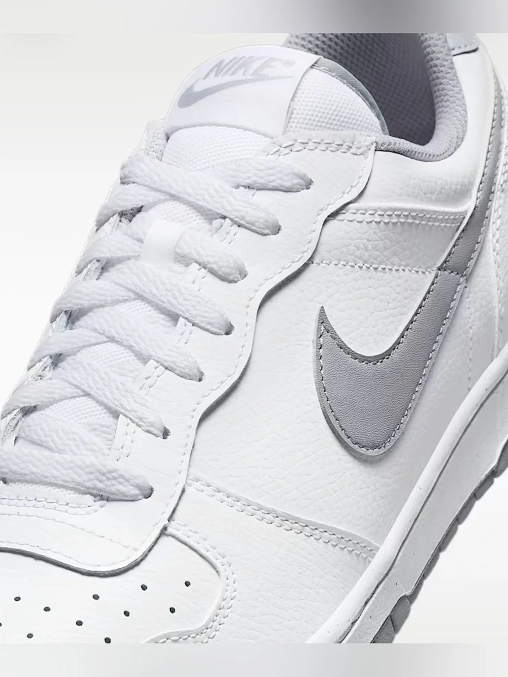Nike Men’s White Sneakers with Gray Swoosh